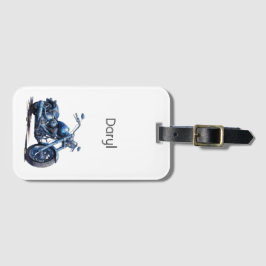 Blaues Motorrad Geburtstag Gepäckanhänger