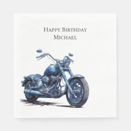 Blaues Motorrad Geburtstag Serviette