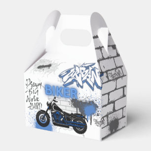 Blaues Motorrad und Graffiti Geschenkschachtel