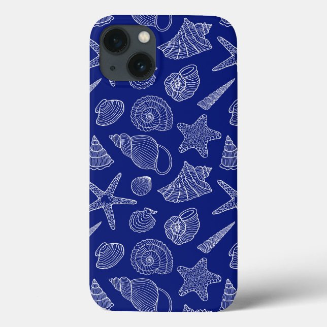 Blaues Muschel-Muster Case-Mate iPhone Hülle (Rückseite)