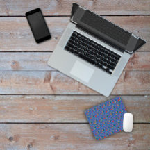 Blaues Muster Blumenmohn Wildblumen Mauspad