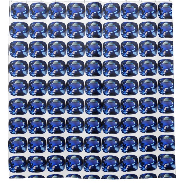 Blaues Muster Duschvorhang (Vorderseite)