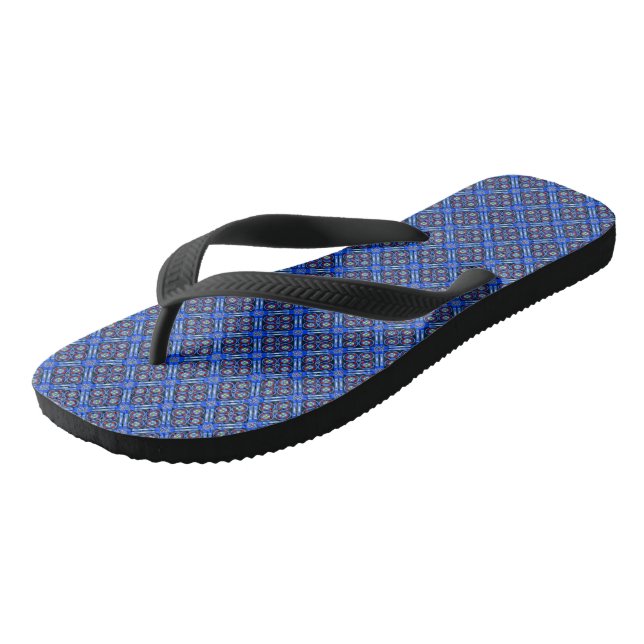 Blaues Muster Flip Flops (Schrägansicht)