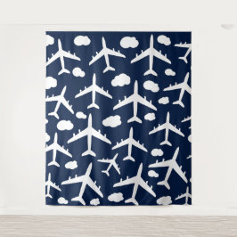 Blaues Muster für Flugzeuge Wandteppich