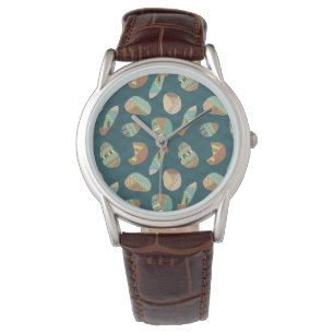 Blaues Muster Geo-Schritt-  im Freien Armbanduhr