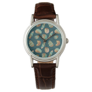 Blaues Muster Geo-Schritt-  im Freien Armbanduhr