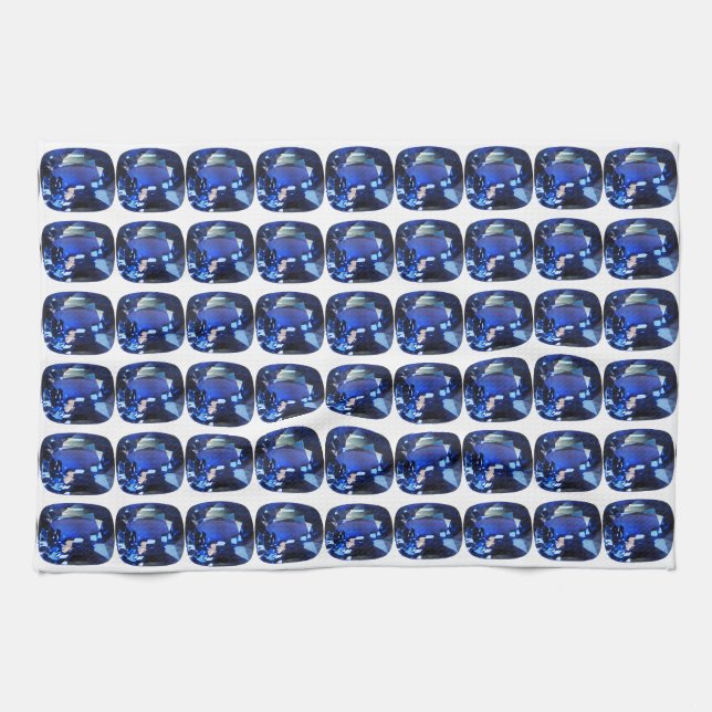 Blaues Muster Geschirrtuch (Horizontal)