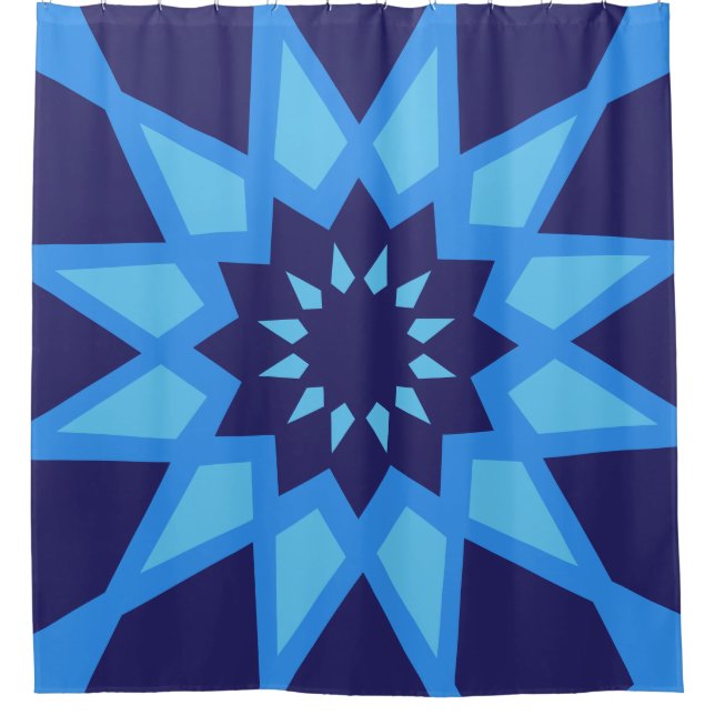 Blaues Muster in Marokko Duschvorhang (Vorderseite)
