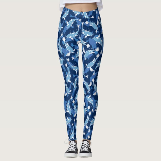 Blaues Muster - Koi Fish Leggings (Vorderseite)