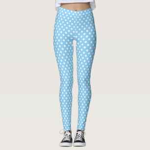 blaues Muster mit weißen Polka-Punkten Leggings