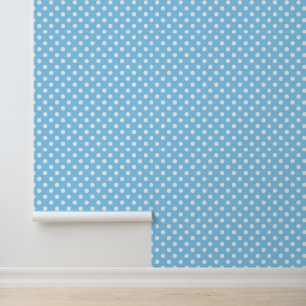 blaues Muster mit weißen Polka-Punkten Tapete