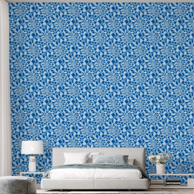 Blaues Muster Tapete (Schlafzimmer)