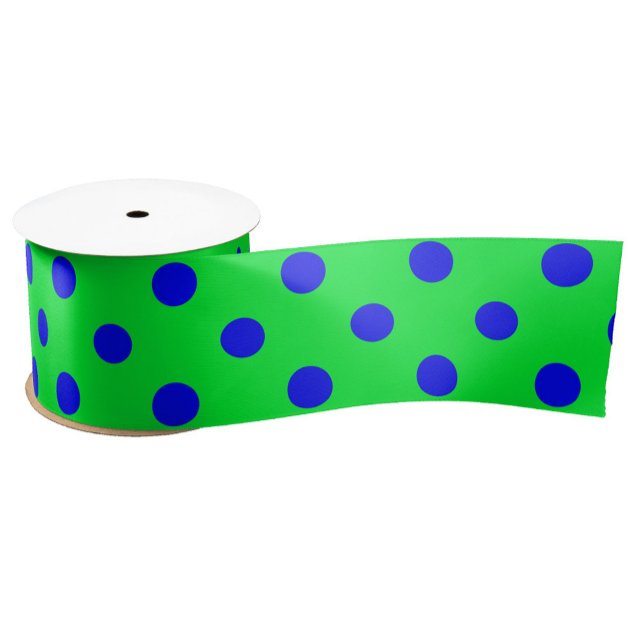 Blaues Musterdesign mit grünen Tupfen  Satinband (Von Creator hochgeladen)