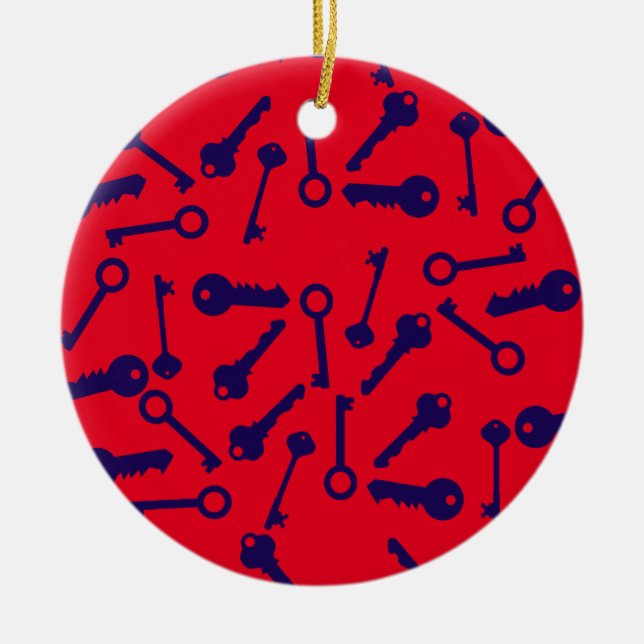 Blaues Musterprodukt Keramik Ornament (Vorne)