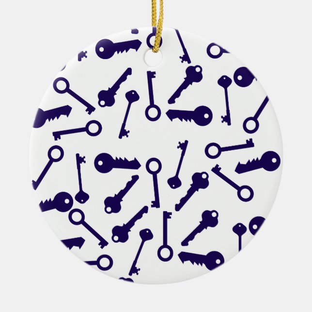 Blaues Musterprodukt Keramik Ornament (Vorne)