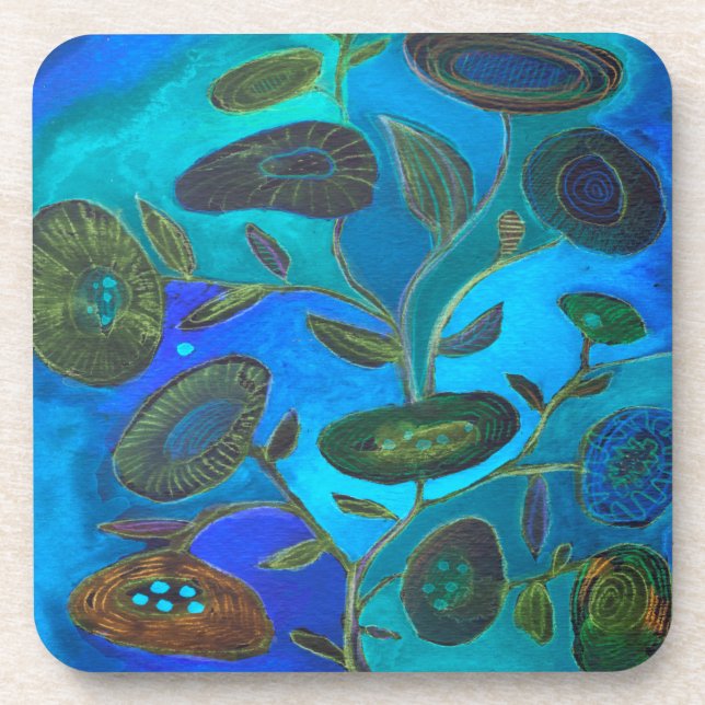 Blaues Nachtkissen für Schlüsselanhänger Getränkeuntersetzer (Vorderseite)