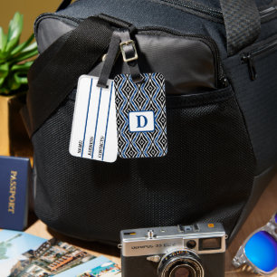 Blaues Nahtloses Muster Gepäckanhänger