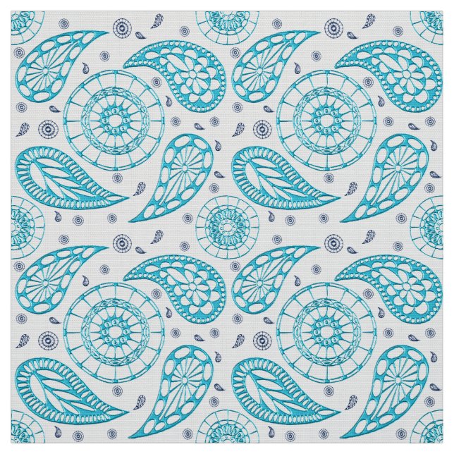 Blaues nahtloses Muster Paisleys Stoff (Muster)