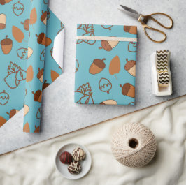 Blaues nahtloses Wrapping Papier Hazelnut Herbstvi Geschenkpapier