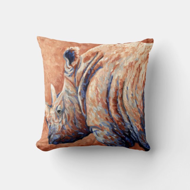 Blaues Nashorn Kissen (Vorderseite)