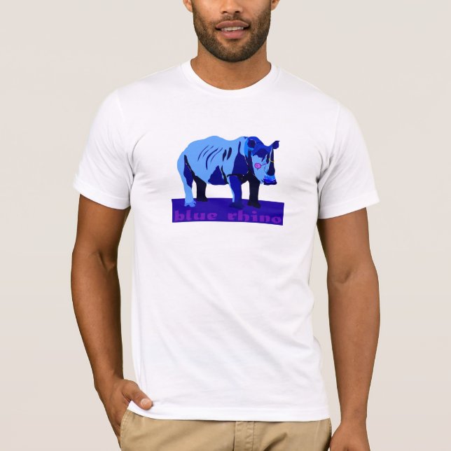 Blaues Nashorn mit Gläsern T-Shirt (Vorderseite)