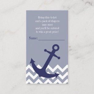 Blaues nautisches Anker-Chevron-Windel-Raffle-Tick Begleitkarte