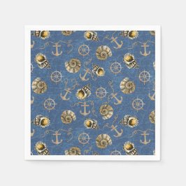 blaues nautisches Muster Serviette