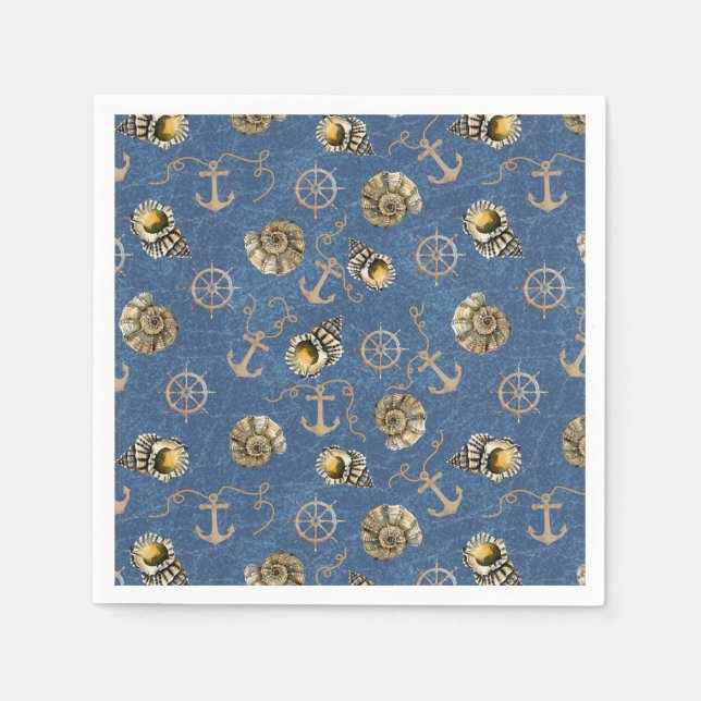 blaues nautisches Muster Serviette (Vorderseite)