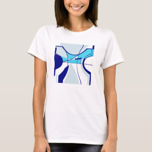 Blaues Navy Gray MCM inspiriert abstraktes Design T-Shirt