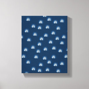 Blaues Navy monochromatisches Muster Rainbow Retro Leinwanddruck