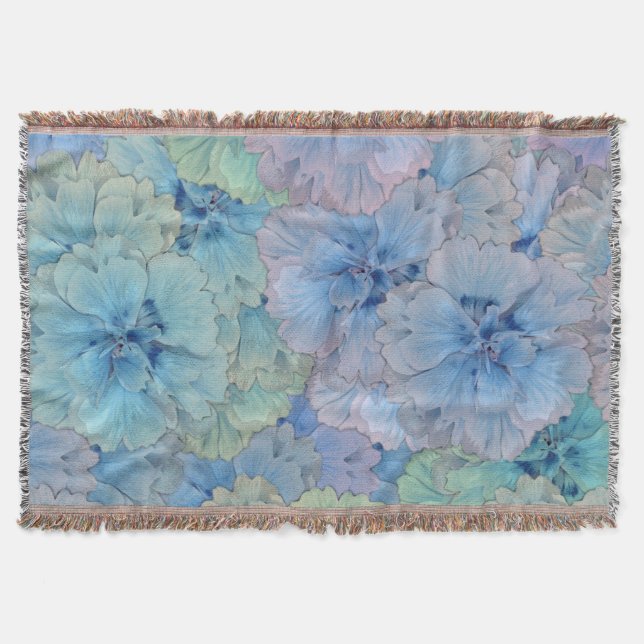 Blaues Nelkenmuster im Vintagen Stil Decke (Vorderseite)