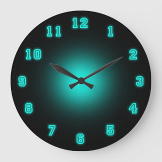 Blaues Neon 10,75" Große Wanduhr