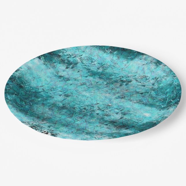 Blaues Neonpapier Pappteller (Schrägansicht)