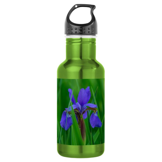 Blaues Niederländisch unter Blätter Edelstahl Wass Edelstahlflasche (Vorderseite)