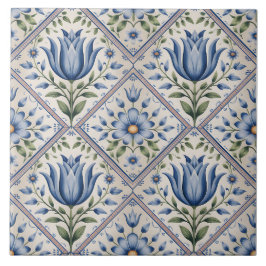 Blaues Niederländisches Delft-Muster  Fliese