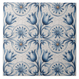 Blaues Niederländisches Delft-Muster  Fliese