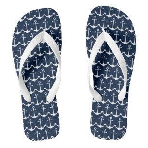 Blaues niedliches Muster für die blaue Ankernacht Flip Flops