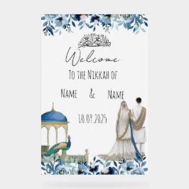 Blaues Nikkah-Zeichen Acrylschild