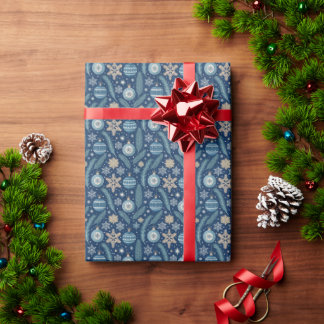 Blaues nordisches Weihnachtspapier Geschenkpapier