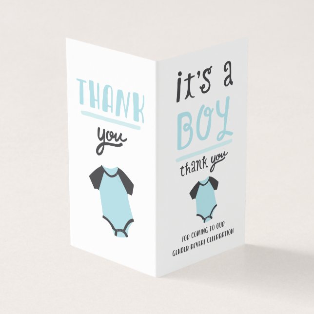 Blaues oder rosa Baby-Geschlecht decken danken Visitenkarten (Vorderseite)