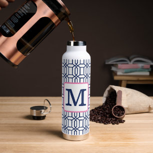 Blaues Oktagon-Monogramm im Prepper-Stil Trinkflasche
