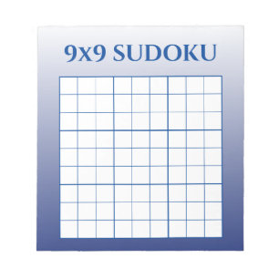 Blaues Ombre 9 bei 9 Sudoku-Vorlage Notizblock