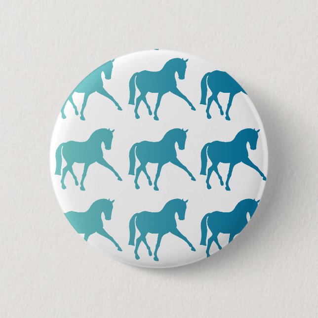 Blaues Ombre Dressage-Pferd Button (Vorderseite)