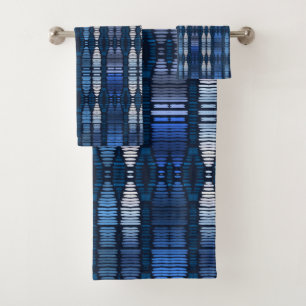 Blaues Ombre-Stammmuster   Badhandtuch Set