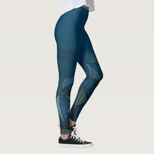 Blaues Ombre über grüner aquamariner blauer Leggings (Rechts)