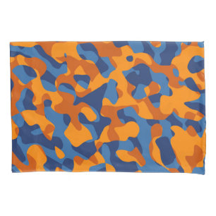 Blaues Orange Camouflage Druckmuster Kissenbezug
