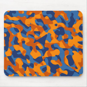 Blaues Orange Camouflage Druckmuster Mousepad