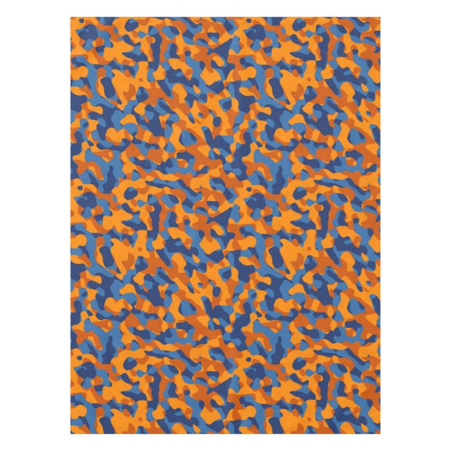 Blaues Orange Camouflage Druckmuster Tischdecke (Vorderseite)