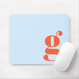 Blaues Orange Minimales Retro-Monogramm Anfangsbuc Mousepad