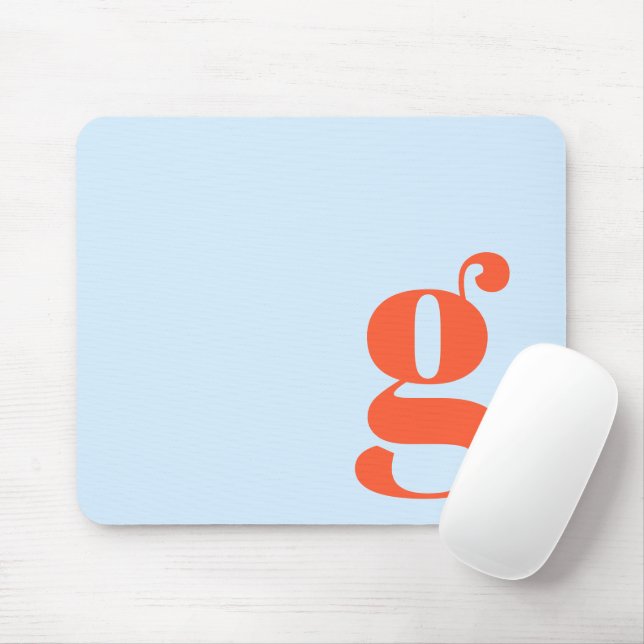 Blaues Orange Minimales Retro-Monogramm Anfangsbuc Mousepad (Mit Mouse)